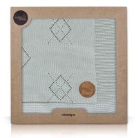 Knitted blanket in gift box (90x90) Diamonds mint