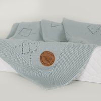 Knitted blanket in gift box (90x90) Diamonds mint