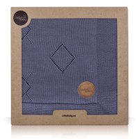 Knitted blanket in gift box in gift box (90x90) Diamonds navy blue