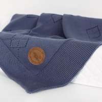 Knitted blanket in gift box in gift box (90x90) Diamonds navy blue