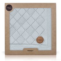 Knitted blanket in gift box (90x90) Rice stitch mint