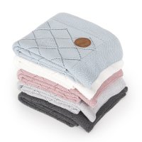 Knitted blanket in gift box (90x90) Rice stitch mint