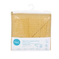 Hooded towel Waffle Line Cream Gold 100x100 Ceba Baby