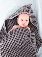 Hooded towel Waffle Line Ash 100x100 Ceba Baby
