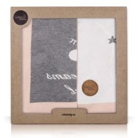Knitted blanket in gift box (90x90) Stars peach