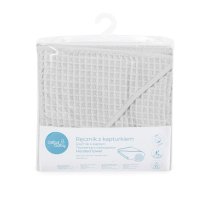 Hooded towel Waffle Line Light grey 100x100 Ceba Baby