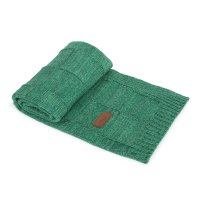 Knitted blanket (90x90) Check emerald