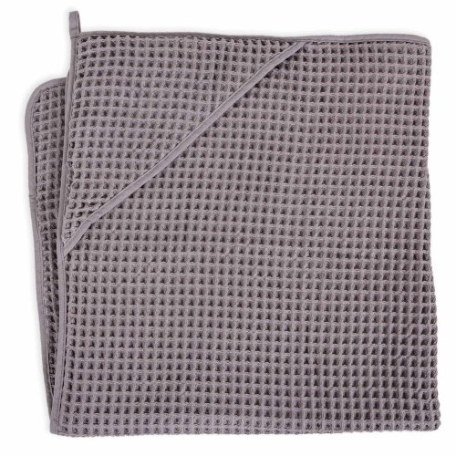 Hooded towel Waffle Line Ash 100x100 Ceba Baby