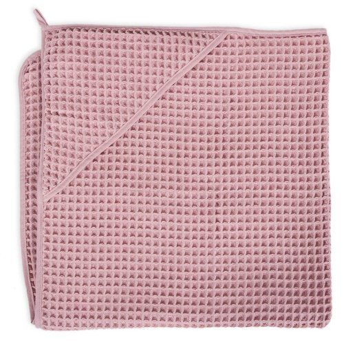 Hooded towel Waffle Line Silver Pink 100x100 Ceba Baby