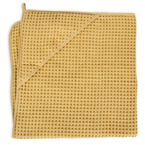Hooded towel Waffle Line Cream Gold 100x100 Ceba Baby