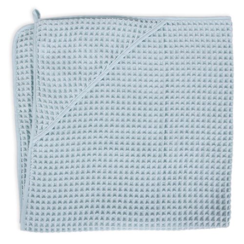 Hooded towel Waffle Line Mist Blue 100x100 Ceba Baby