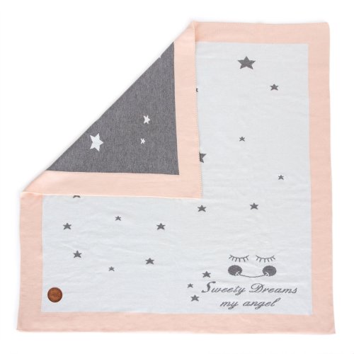 Knitted blanket in gift box (90x90) Stars peach