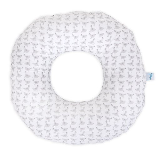 Postpartum donut cushion Birds, grey reverse side