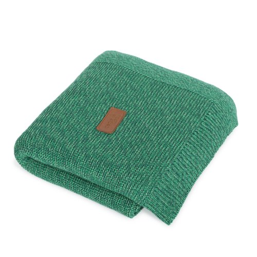 Knitted blanket (90x90) Garter Stitch emerald