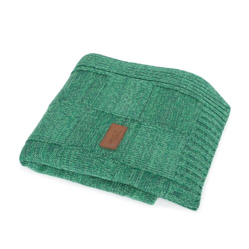 Knitted blanket (90x90) Check emerald