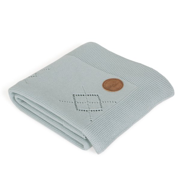 Knitted blanket in gift box (90x90) Diamonds mint
