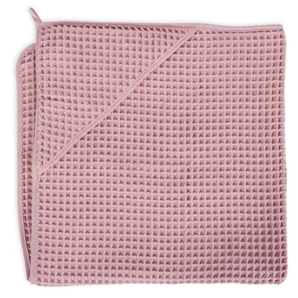 Hooded towel Waffle Line Silver Pink 100x100 Ceba Baby