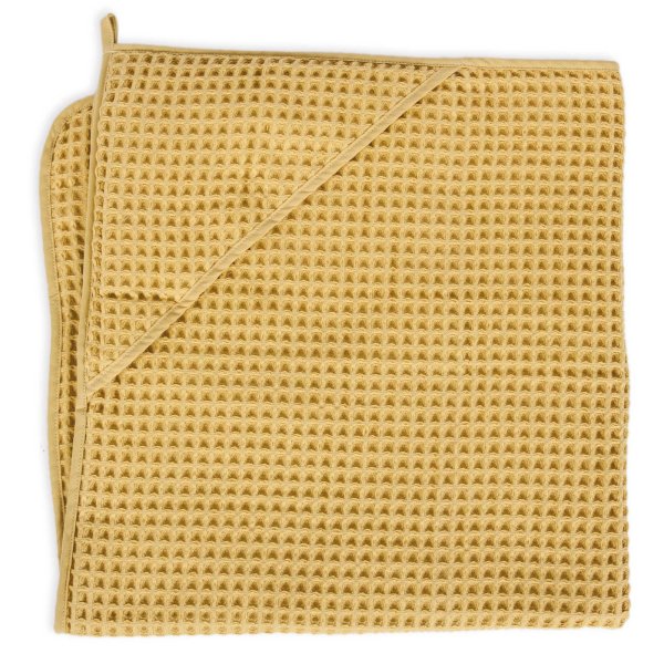 Hooded towel Waffle Line Cream Gold 100x100 Ceba Baby