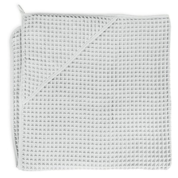 Hooded towel Waffle Line Light grey 100x100 Ceba Baby