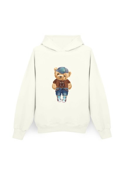 Bluza męska z kapturem (L/XL) Fluffy Puffy Stu biała