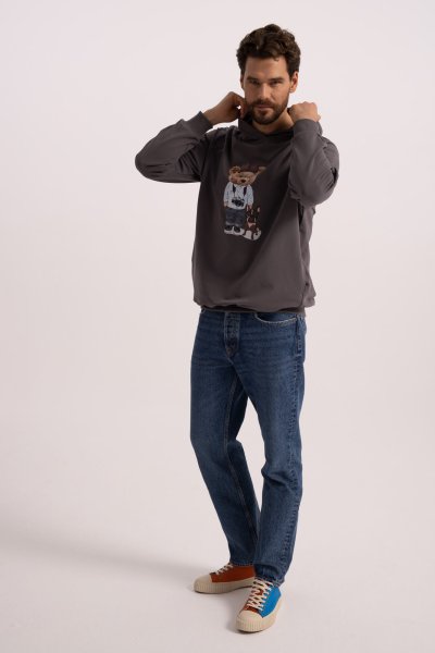 Bluza męska z kapturem (S/M) Fluffy Puffy Steve grafitowa