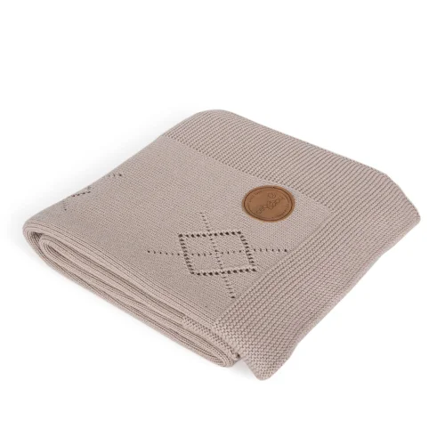 Knitted blanket in gift box (90x90) Diamonds brown