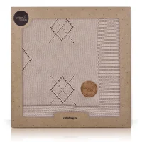 Knitted blanket in gift box (90x90) Diamonds brown