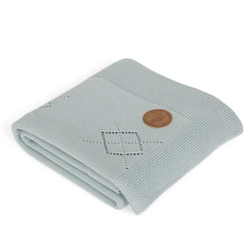 Knitted blanket in gift box (90x90) Diamonds mint