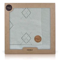 Knitted blanket in gift box (90x90) Diamonds mint