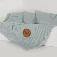 Knitted blanket in gift box (90x90) Diamonds mint