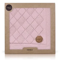 Knitted blanket in gift box (90x90) Rice stitch pink