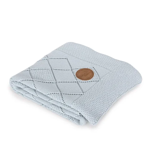 Knitted blanket in gift box (90x90) Rice stitch mint