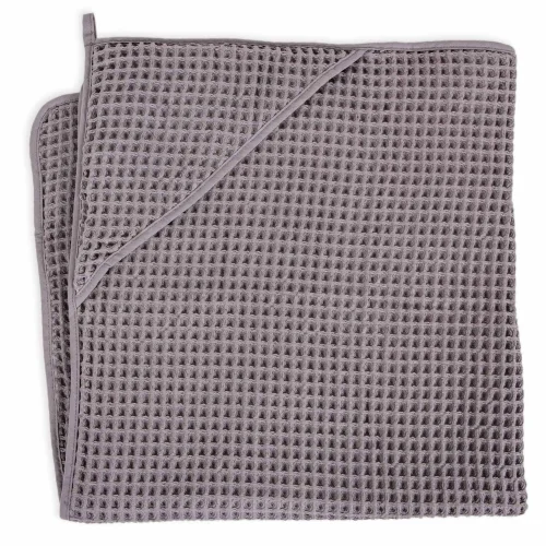 Hooded towel Waffle Line Ash 100x100 Ceba Baby