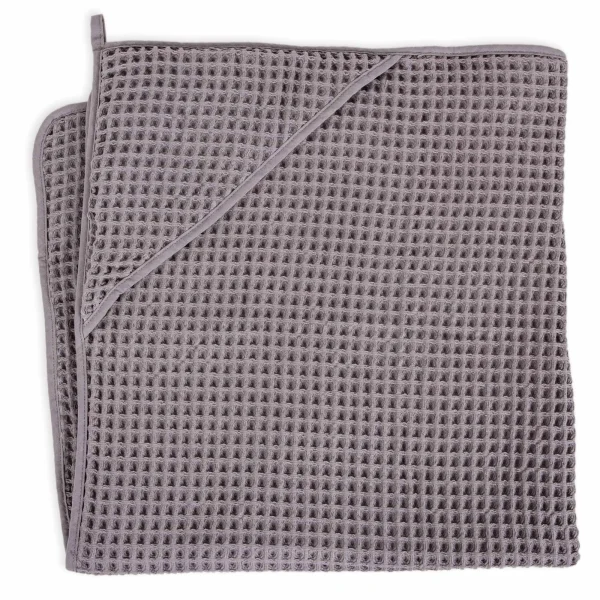 Hooded towel Waffle Line Ash 100x100 Ceba Baby
