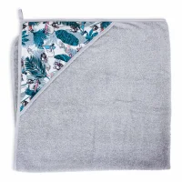 Hooded towel Printed Line French Bulldog 100x100 Ceba Baby