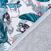 Hooded towel Printed Line French Bulldog 100x100 Ceba Baby