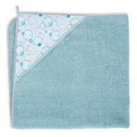 Hooded towel Printed Line Bubbles 100x100 Ceba Baby