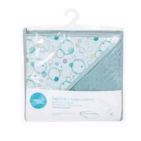 Hooded towel Printed Line Bubbles 100x100 Ceba Baby