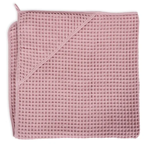 Hooded towel Waffle Line Silver Pink 100x100 Ceba Baby
