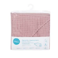 Hooded towel Waffle Line Silver Pink 100x100 Ceba Baby