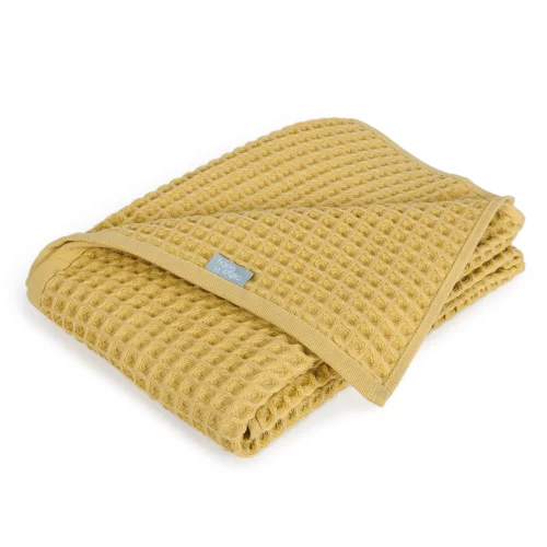 Kocyk dziecięcy Waffle Line Cream Gold 90x90 Ceba Baby