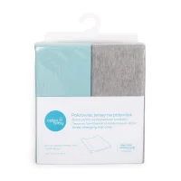 Pokrowiec na przewijak Comfort Light grey melange + turquoise (50x70-80)  2 szt w zestawie