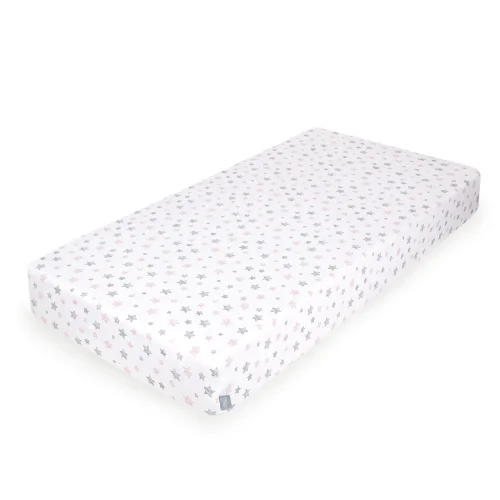 Jersey Fitted Sheet (120x60) Pink Stars