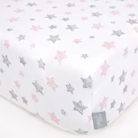 Jersey Fitted Sheet (120x60) Pink Stars