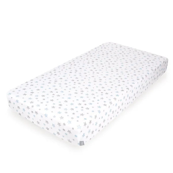 Jersey Fitted Sheet (120x60) Blue Stars