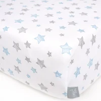 Jersey Fitted Sheet (120x60) Blue Stars