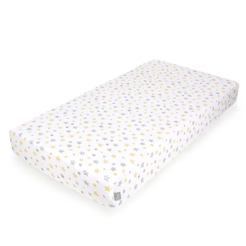 Prześcieradło Jersey z gumką 120x60 Yellow Stars