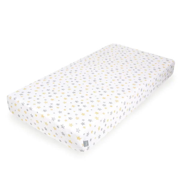 Jersey Fitted Sheet (120x60) Yellow Stars