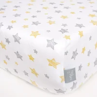 Jersey Fitted Sheet (120x60) Yellow Stars
