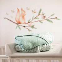 Hooded towel Printed Line Bubbles 100x100 Ceba Baby